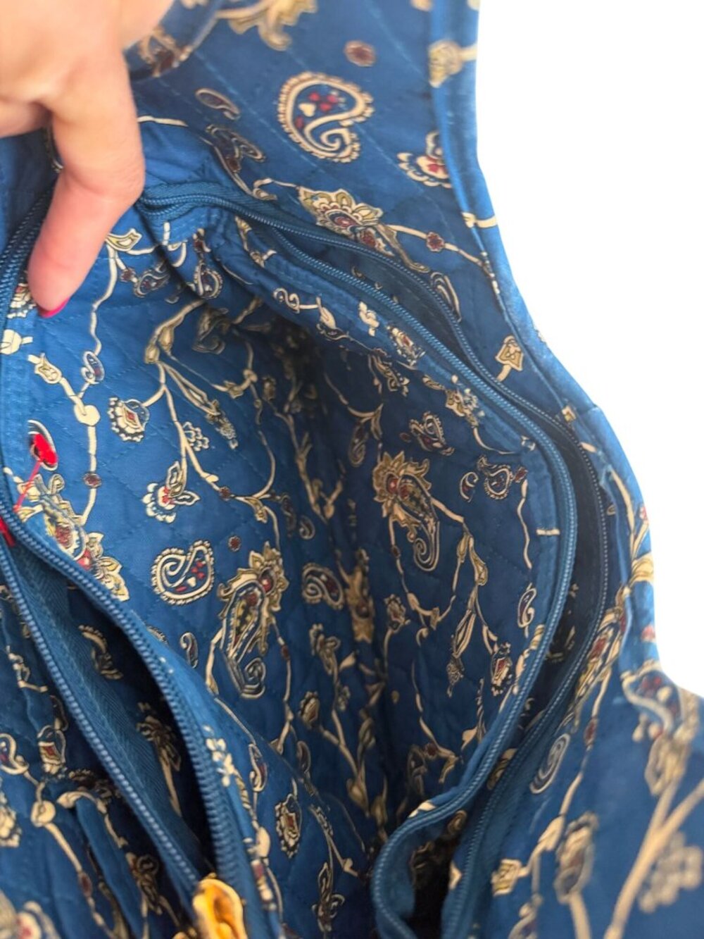 AMERICANA BY SHARIF Blue Floral Fabric Bucket Bag - Picture 10 of 11